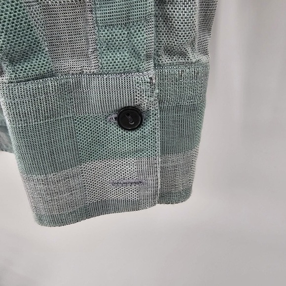 Vintage Levi's Sutter Creek Flannel Shirt Large Long Sleeve Gingham Green Flawed - Picture 9 of 10